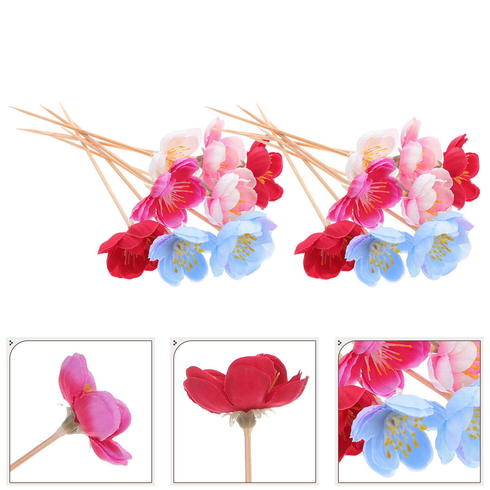 Floral Picks Wood - 100Pcs Decorative Floral Food Picks Lifelike